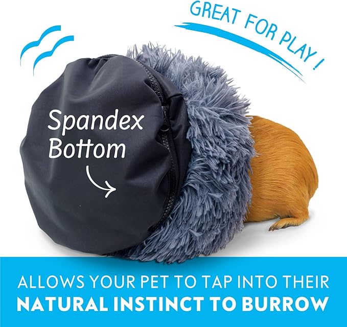 Paw Inspired Furr-O Burrowing Pet Bed with Zip-On Spandex and Fleece Bottoms for Guinea Pigs and Other Small Animals, Cozy Carrier, Hideout Enrichment Toy, Cage Accessories (Beige)