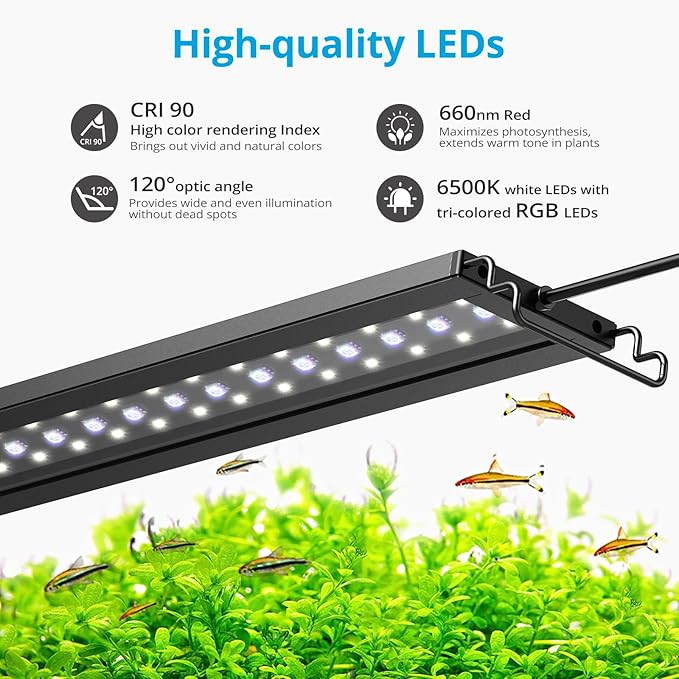 NICREW C10 24/7 LED Aquarium Light for Plants, 24-30 Inches, Full Spectrum Fish Tank Light with Timer, Brightness Adjustable