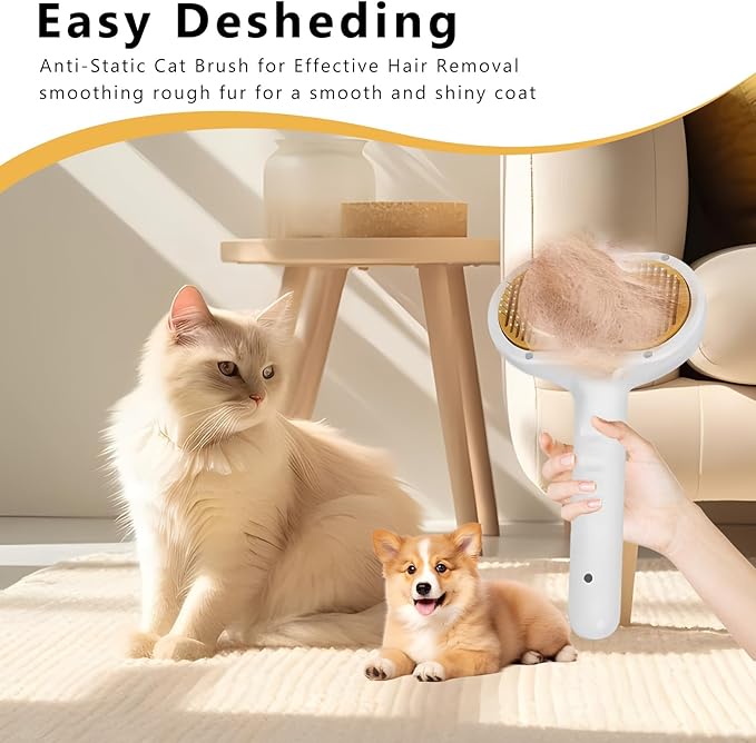 Pet Steam Brush for Dog & Cat – 3-in-1 Spray Hair Removal Comb – Steam Brush for Shedding & Grooming – Spritz Defur Comb – Includes Waterless Shampoo & Dental Wipes