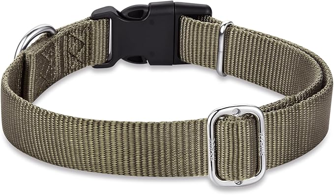 Hyhug Dog Collar for Large Dogs, Green Heavy Duty | Quick Release Nylon Buckle Collar, Adjustable & Durable Pet Supplies for Boy & Girl Dogs (Large, Military Green)