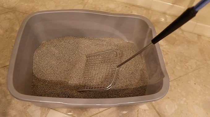 Sand Dipper Cat Poop Scooper & Chicken Poop Scooper - Rugged Big 6" Square Stainless Steel Long Handle for Home Kitty Litter Scoop & Farm Chicken Coop Scooper (Mid-Adjustable)