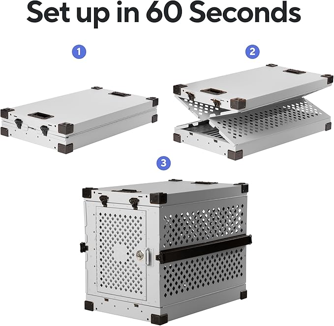 Impact Collapsible Dog Crate - Foldable Hard Crate for Medium Dogs - Heavy Duty Travel Kennel with Powder-Coated Aluminum - Quick Setup for Indoor & Outdoor (White, 30" (30.5" L x 20.5" W x 26" H))