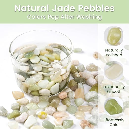 SIDONG 10 LB Jade Pebbles, 2/5 Inch Natural Decorative Polished Jade Stones, Jade River Rocks for Succulents, Cactus, Vases, Indoor Plants, Garden Landscaping, Bamboo