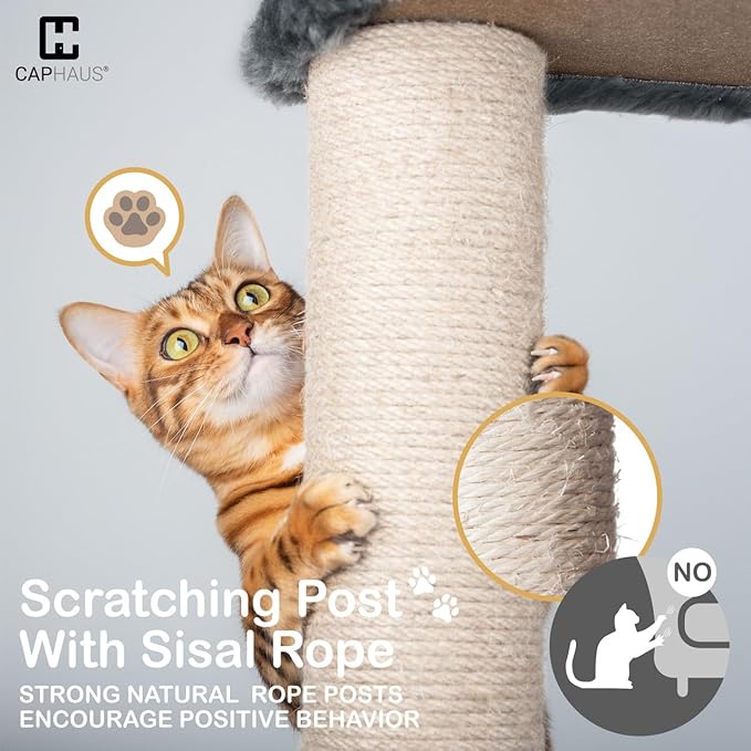 Extra Large 80-Inch Tall Cat Tree w/Widened Perch for Large Cats, Big Cat Tower Indoor, Modern Multi-Level Activity Tower with Scratching Posts, Condos, Baskets, Hammock, Scratching Ramps