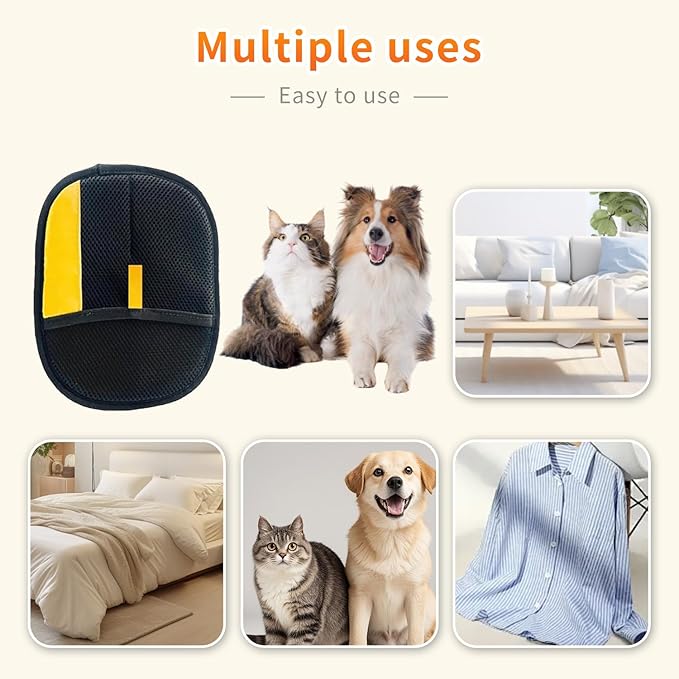 Static Pet Hair Remover Gloves, Reusable Electrostatic Pet Cat Dog Hair Removal Grooming Gloves Brush Tool for Couch, Furniture, Carpet, Car Seat
