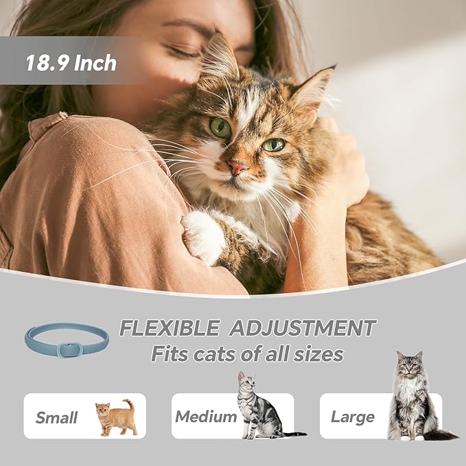 Calming Collar for Cats - 5 Pack, 150-Day Cat Calming Collar, Stress Relief & Anxiety Control for Cats, Calm Collars Cat (3 Blue & 2 Gray)