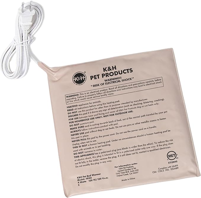 K&H Pet Products Pet Bed Warmer, Turn Any Pet Bed Into a Heated Cat or Dog Bed, Waterproof Indoor Heated Warming Pad Insert, Automatic Temperature, Safety Listed - Small 9 X 8.5in Tan