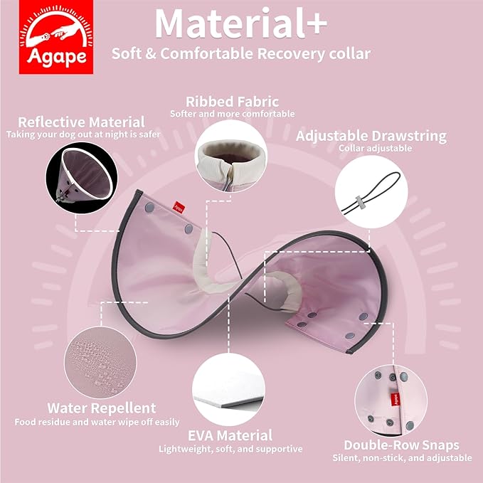 Agape Soft Dog Cone for Small Dogs & Cats, Comfy Dogs Recovery Collar After Surgery, Adjustable E Collar Alternative to Stop Licking, Protective Elizabethan Cones for Pup&Kitty, Comfortable Dog Cones