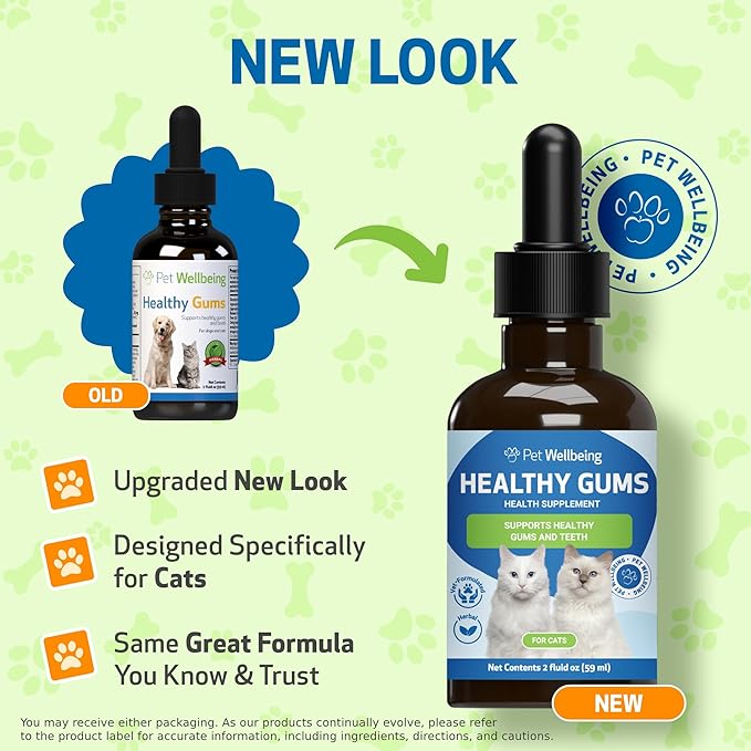 Pet Wellbeing - Healthy Gums for Cats - Natural Support for for Healthy Gums, Teeth and Breath in Felines - 2oz (59ml)