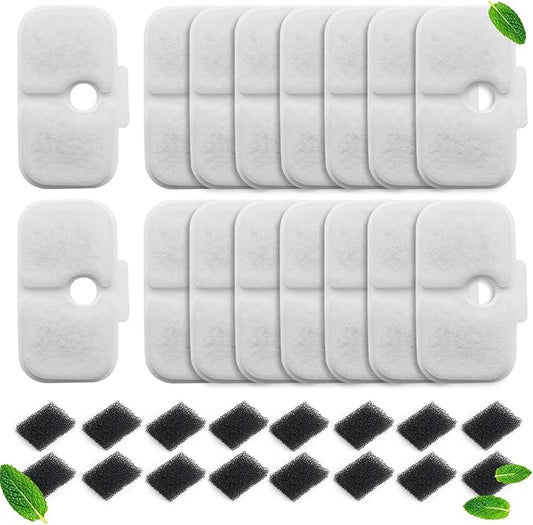 Cat Water Fountain Filter, 24 Pack Cat Fountain Filter Replacement with 24 Sponges Compatible With PETLIBRO® Dockstream Tomxcute Cat Water Fountain PLWF005 / PLWF105 / PLWF115 / PLWF305