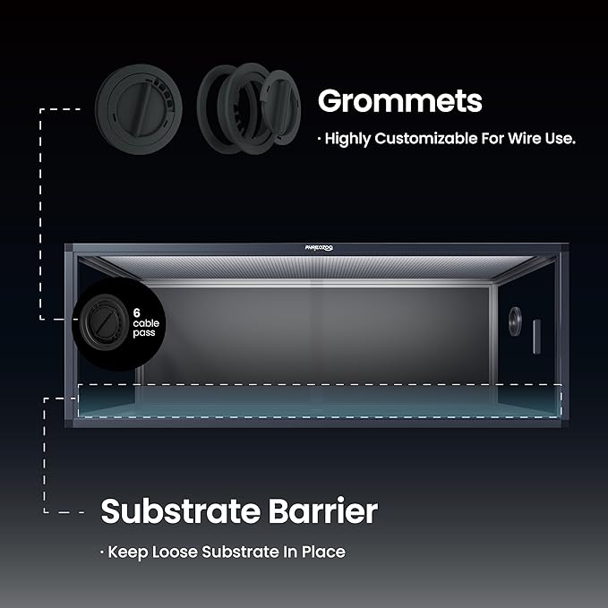 85 Gallon Reptile Tank, Front Opening Snake Tank for Easy Maintenance, Reptile Enclosure with Top Screen Ventilation 48''x24''x18''