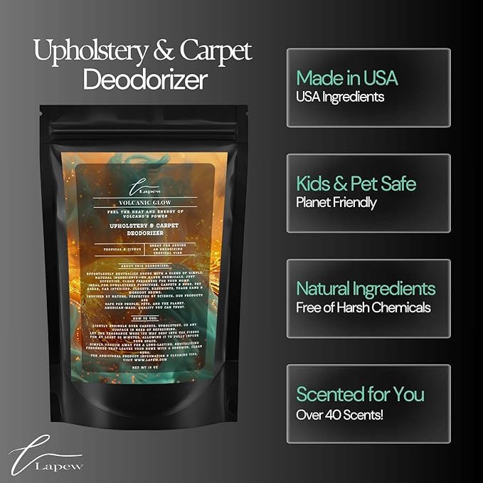 Volcanic Glow Carpet Freshener Powder: Powerful Odor Eliminator for Home, Upholstery Deodorizer, Carpet Deodorizer, Pet Urine, Cat Litter Box - Volcanic Glow Fragrance