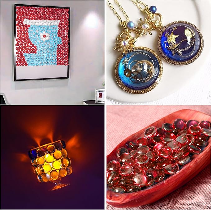 1LB Red Glass Marbles, Transparent and Smooth Flat Glass Beads for Vases, Mosaic Gem Pebbles for Aquarium Decor, Floral Arrangements, Mancala Stones, Vase Filler and Crafts (Approx. 80-100 PCS)