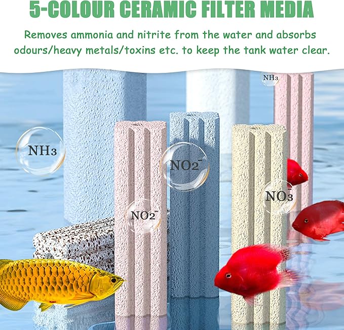 SHIGATSU Bio Aquarium Filter Media, 6.1”Long Ceramic Filter Bio Media for Saltwater and Freshwater Pond Fish Tank（30 pcs）