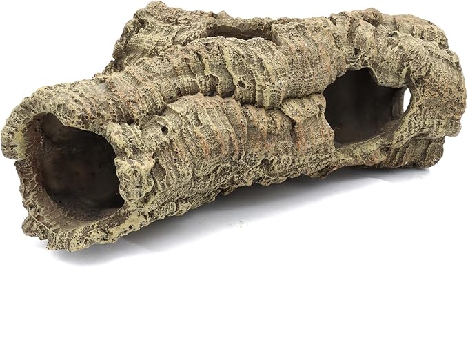 Reptile Terrarium Hideout Decor, Resin Wood Hide Decor for Reptiles, Fish, Amphibians, Small Animals (Medium)