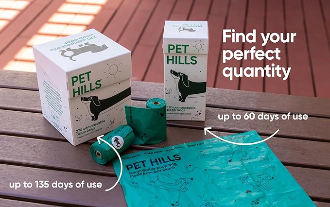 Compostable Dog Poop Bags – 270 Count Refill Rolls, TÜV OK Compost HOME Certified, Plant-Based Materials, Leakproof, Unscented, Extra Thick, Fits All Dispensers