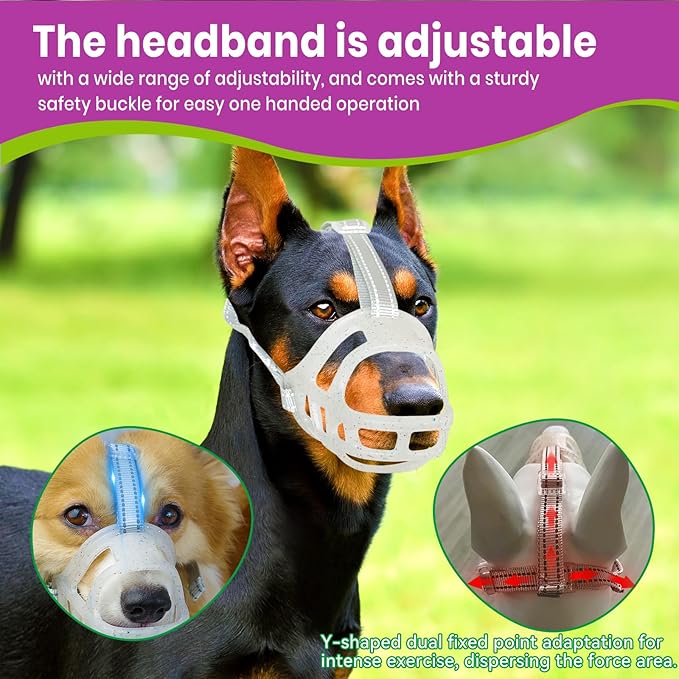 Glow-in-The-Dark Dog Muzzle, Basket Muzzle for Small Medium Large Dogs,Anti-Biting Chewing, Lightweight Cage Design,Allows Drinking & Panting,for Grooming & Training (Transparent Size L)