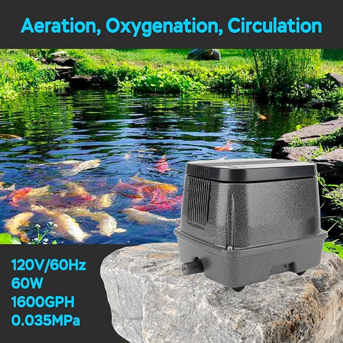 AquaMiracle Linear Air Pump, 635/950/1600/4000GPH Pond Bubbler Septic Air Pump, Energy-Efficient Pond Aerator for Outdoor Ponds, Aquariums, Hydroponics, Waste Treatment