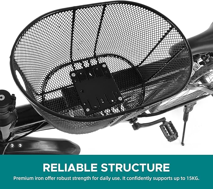 Dog Bike Basket Mountain Bike Shopping Basket Portable Cat and Dog Carrier for Bike Front Crossbar with Sponge Liner ty Strap (Black)