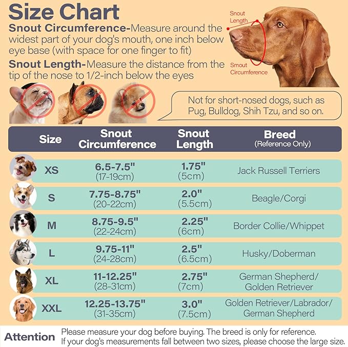 LUCKYPAW Dog Muzzle for Large Medium Small Dogs, Patented Mesh Muzzle to Prevent Biting Chewing Eating, Soft Mouth Guard with Front Opening Design for Drinking Panting(Grey, XL)