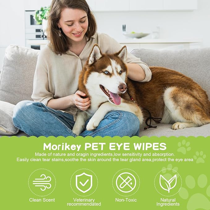 Pet Eye Wipes,Nature Eye Cleaning Wipes for Dogs&Cats Gentle Eye Cleaner Pads for Tear Stain Remover Eye Debris,Discharge,Mucus Secretions,Non-Irritation,Plant Based-240Ct