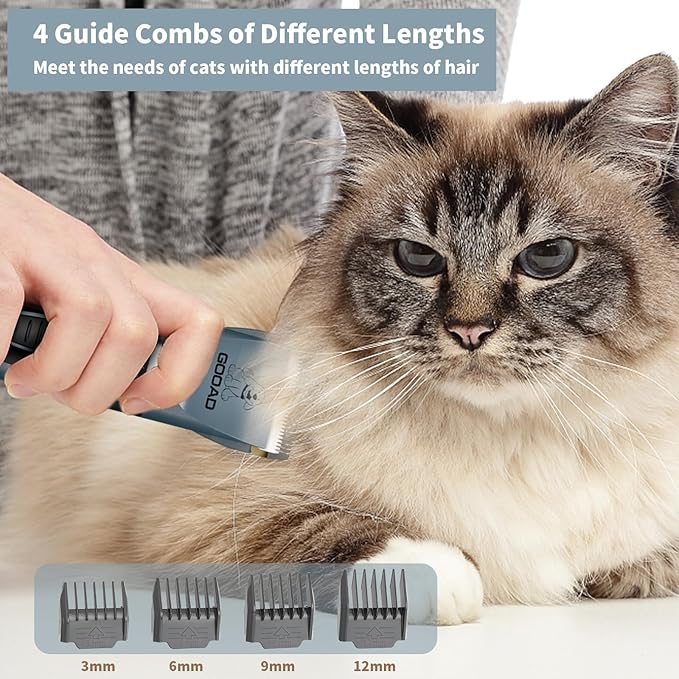 Cat Clippers, Professional Grooming Kit, Cordless Clippers for Thick Coats, Hair Trimmer, Low Noise Shaver Quiet Pet Tools Cats Dogs (Blue), 1.0 Count