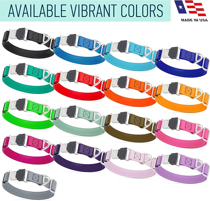 Dogline Biothane Waterproof Dog Collar with Herm Sprenger Stainless Steel Quick Release Buckle – Heavy Duty Tactical Durable Collar for Dogs – Comfortable and Safe Pet Collar, W 1" L 15-25", Pastel