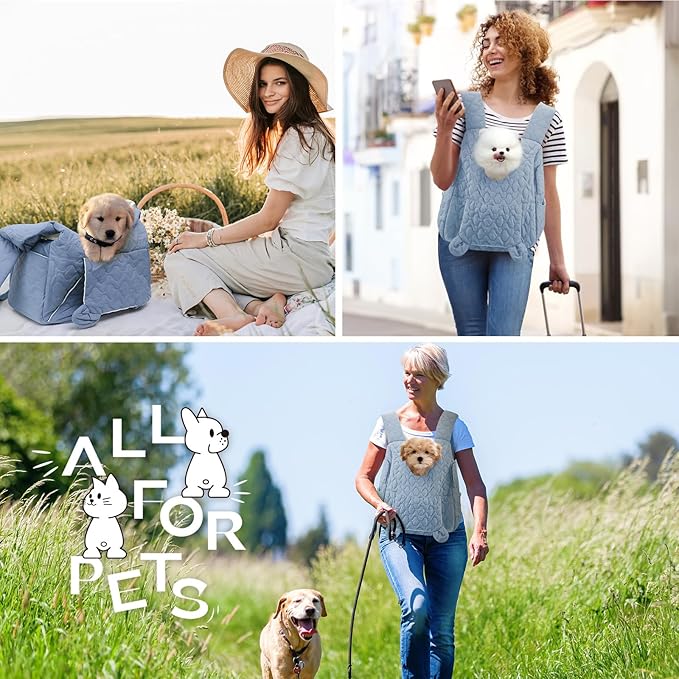 Pet Carrier Backpack, Adjustable Pet Front Cat Dog Carrier Backpack Travel Bag for Small Medium Dogs Cats and Rabbits, Safety Strap with Removable Bottom Plate for Camping Hiking Traveling