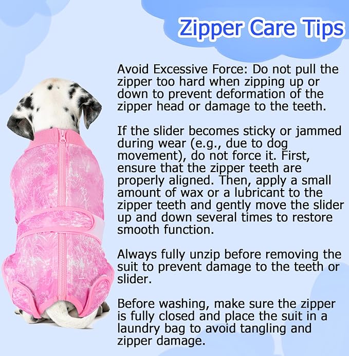 Lukovee Recovery Suit for Dogs, Zipper On Recovery Suit for Female Male Dog, Onesie Abdominal Wounds Cone E-Collar Alternative Prevent Licking Spay Recovery Suit (X-Small, Pink Tie-dye)