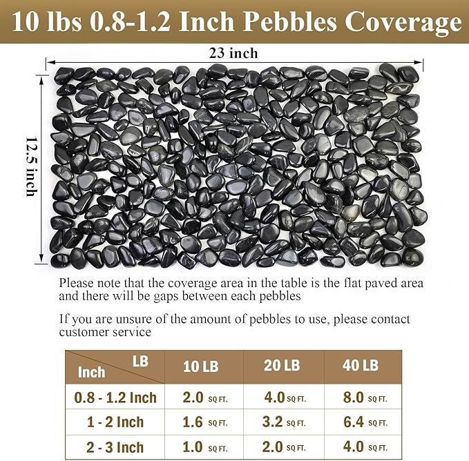 2lbs Black Pebbles for Indoor Plants, Polished Black River Rocks for Potted Plants Vase Aquarium Landscaping and Outdoor Garden Decorative Black Stones