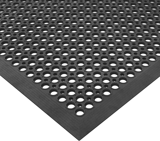 Ottomanson Heavy Duty Rubber Floor Mat – Non-Slip, Waterproof, Easy to Clean – Anti-Fatigue Mat for Commercial Kitchens, Restaurants, Workshops – Oil Resistant, Hose Washable – 36" x 60", Black