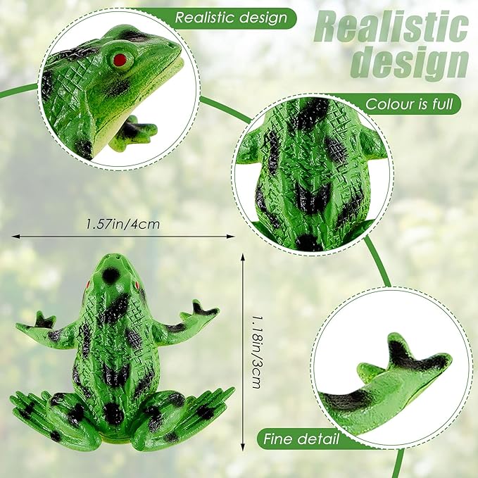 24 Pieces Plastic Frogs Toy Mini Vinyl Realistic Frog Decorations Fun Rain Forest Character Figures Lifelike Toy for Rana Crafting Party Supplies Home Decor Game