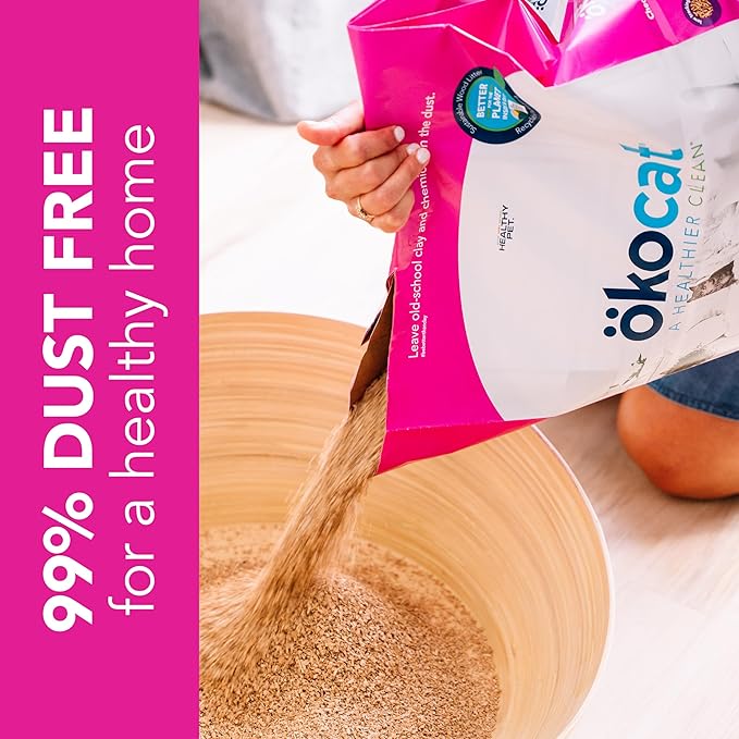 ökocat Super Soft Wood Clumping Cat Litter, Unscented,14 pounds - Natural Ingredients, Stops Odor, Clumps Solid, 99% Dust Free, Great for All Cats, Sensitive Paws, Kittens