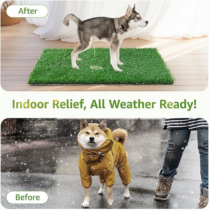 LOOBANI Dog Grass Pee Pads, Artificial Dog Grass Pads for Potty Tray, Fake Grass for Dogs to Pee On, Outdoor Indoor Pee Grass for Dog Potty(14*18 inch)