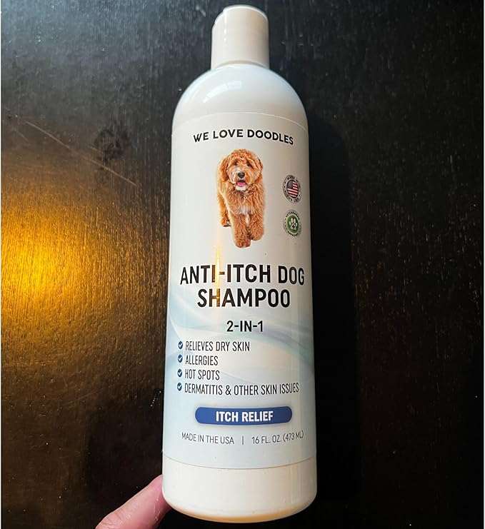 Premium Anti Itch Dog Shampoo for Sensitive Skin, Made in USA, Dry Skin Treatment for Dogs, Great for Allergies, Itching, Hot Spots, Natural Ingredients & Allergy Relief, 16 OZ [We Love Doodles]