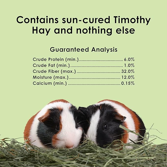 Kaytee Timothy Hay, High Fiber, Grown Specifically for Small Animals, Rabbits, Guinea Pigs, Chinchillas, Ideal Bulk Order for Small Pets, 24 pounds