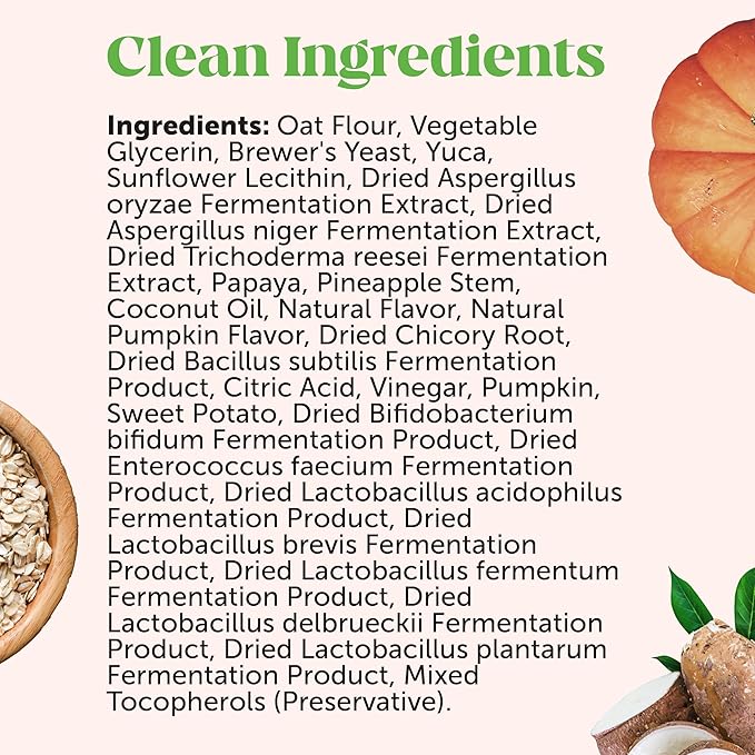 Probiotics for Dogs - Digestive Enzymes Promotes Gut Health, Dog Probiotics for Diarrhea & Bowel Support, Prebiotics for Immunity Health & Itch Relief (Pumpkin 180 ct)