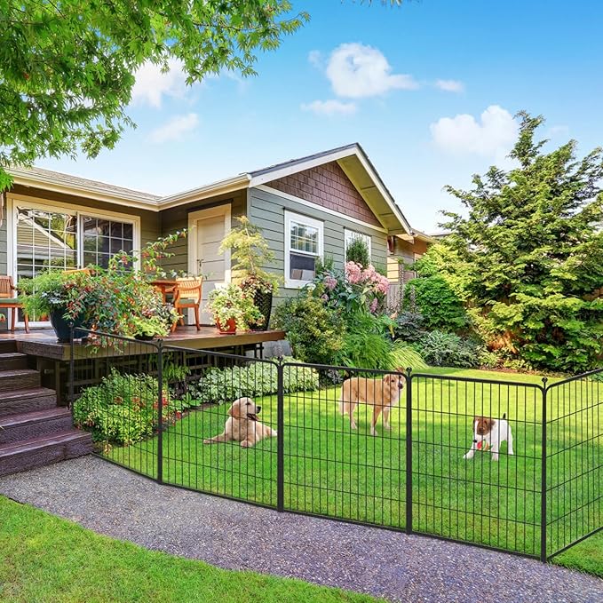 Dog Playpen 40 inch 24 Panels Indoor Outdoor Dog Pen for Large/Medium/Small Dogs Heavy Duty Metal Dog Fence Outdoor for Yard, Puppy Playpen with Door Portable Pet Fence for RV Camping Yard