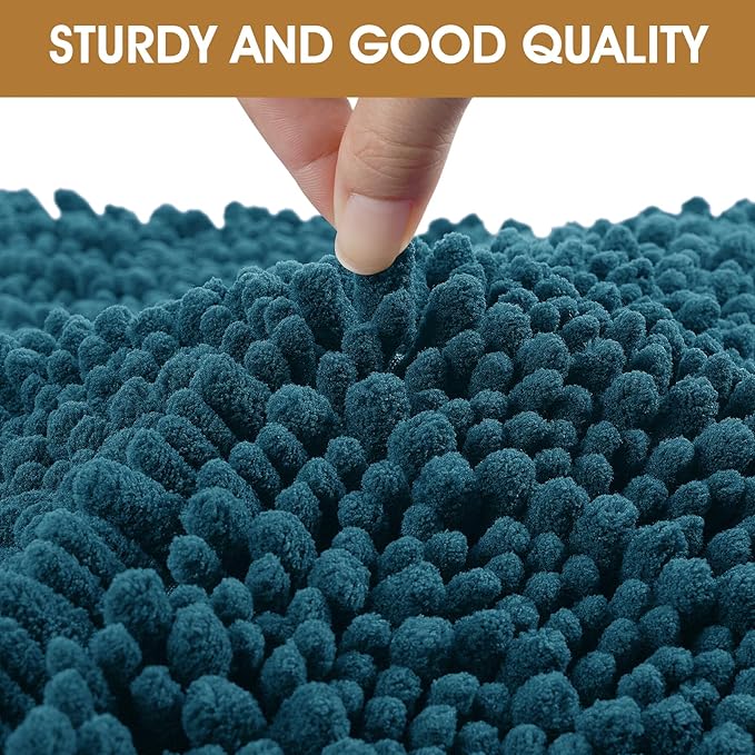 IM HOME Extra Large 60" x 36" Teal Blue Dog Door Mats for Muddy Paws, Chenille Absorbent Dog Mat, Non Slip Heavy Mud Mat for Dogs, Soft Pet Bed Mat for Entryway, Mud Paws, Inside Floor