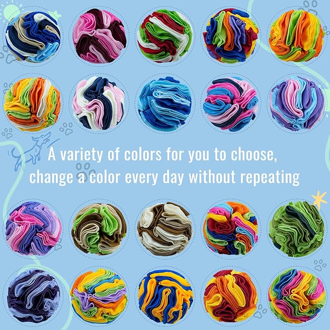 Pet Snuffle Ball, Puzzle Sniffing Interactive Dog Ball for Blind Dogs Training Stress Relief Dog Enrichment Toys Treat Machine Washable (15cm, Macarons Color)