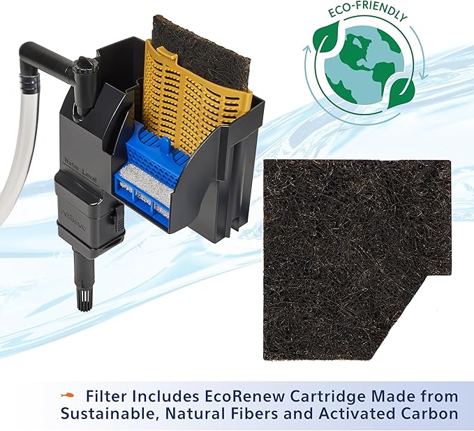 Aqueon Aquarium Fish Tank SmartClean Power Filter with EcoRenew Filter Cartridge, 10-20 Gallons