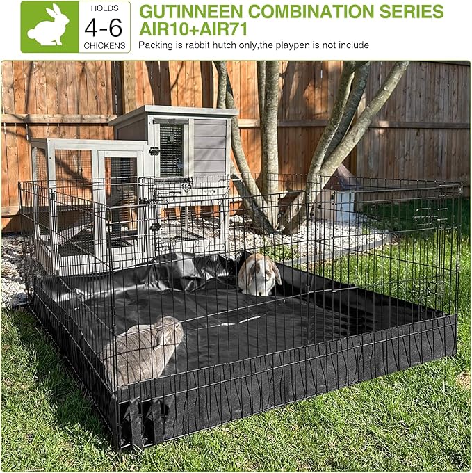 GUTINNEEN Two-Story Rabbit Hutch Large Bunny Cage with Wire Mesh Floor, Leak-Proof Trays, Lockable Wheels for Indoor and Outdoor Use, 40.6" L x 26" W x 37.6" H