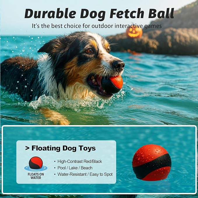 Interactive Squeaky Dog Toys Balls – Durable Rubber Dog Toy for Aggressive Chewers,High Bounce Dog Ball & Floating Fetch Ball,Indestructible Chew Toy for Medium & Large Dogs