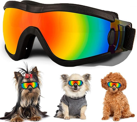 Small Dog Sunglasses with Adjustable Strap UV Protection, Winproof Puppy Sunglasses, Suitable for Dogs Eyes Protection，Soft Dog Goggles