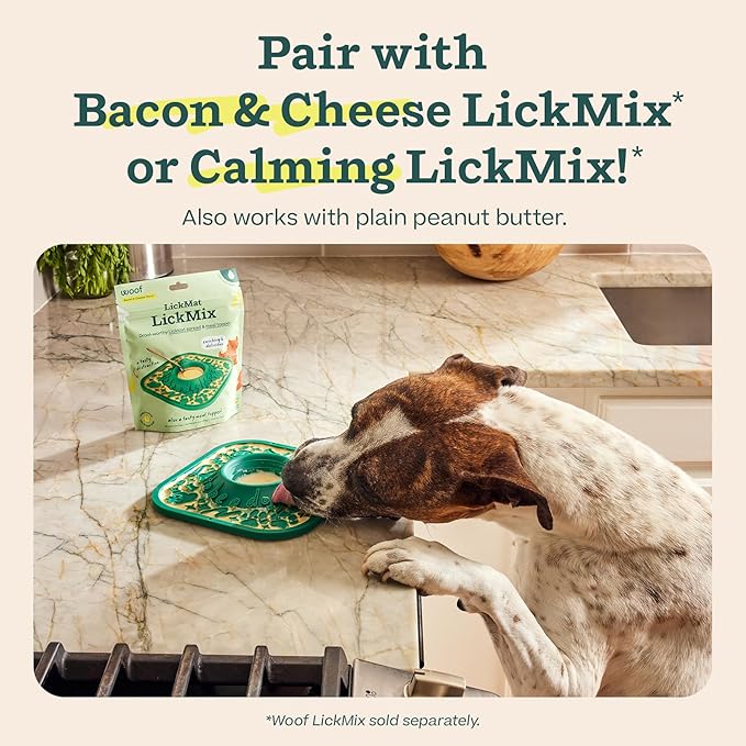 WOOF LickMat - Easy-to-Clean Lick Mat for Dogs - Slow Feeder Mat with Non-Slip Design - BPA-Free Silicone Lick Mat - Interactive Dog Toys - Lavender