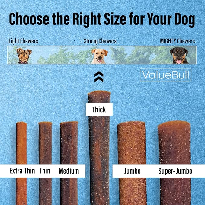 ValueBull Collagen Sticks for Dogs, 12 Inch Thick Chews, Natural Long-Lasting Dog Treats, 25 Count - Supports Joints, Skin & Coat with Chondroitin & Glucosamine