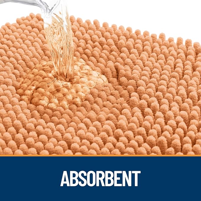 OLANLY Dog Door Mat for Muddy Paws 24x16, Absorbs Moisture and Dirt, Absorbent Non-Slip Washable Doormat, Quick Dry Chenille Mud Mat for Dogs, Entry Indoor Entryway Carpet for Inside Floor, Orange