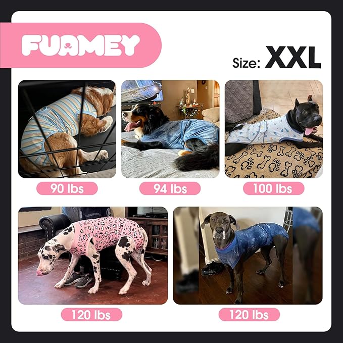 FUAMEY Recovery Suit for Dogs After Surgery,Soft Breathable Dog Bodysuit E-Collar & Cone Alternative Surgical Suit,Male Female Dog Neuter Spay Suits Anti Licking Wounds Onesie Blue Tie Dye XXL