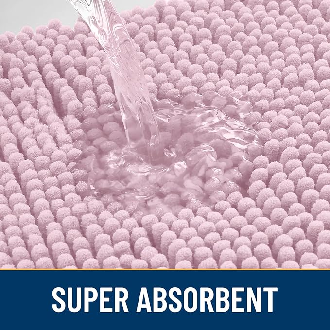 Smiry Dog Door Mat for Muddy Paws 24x16, Absorbs Moisture and Dirt Doormat, Non-Slip Washable Quick Dry Chenille Front Door Mat Indoor Entrance, Entryway Carpet for Inside Floor, Dusty Rose