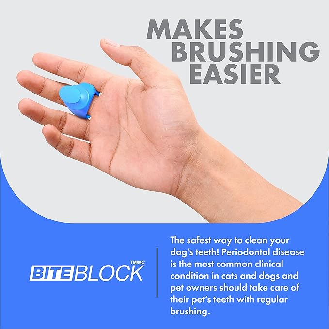 Pet Toothbrushing Assistant for Puppies' Dogs and Cats Allows You to Brush Your pet’s Teeth Without Constantly Worrying About Getting Bitten. (Blue, Small)